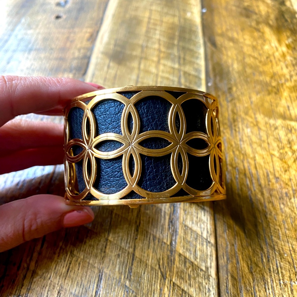 Brighton cuff bracelet with leather inserts